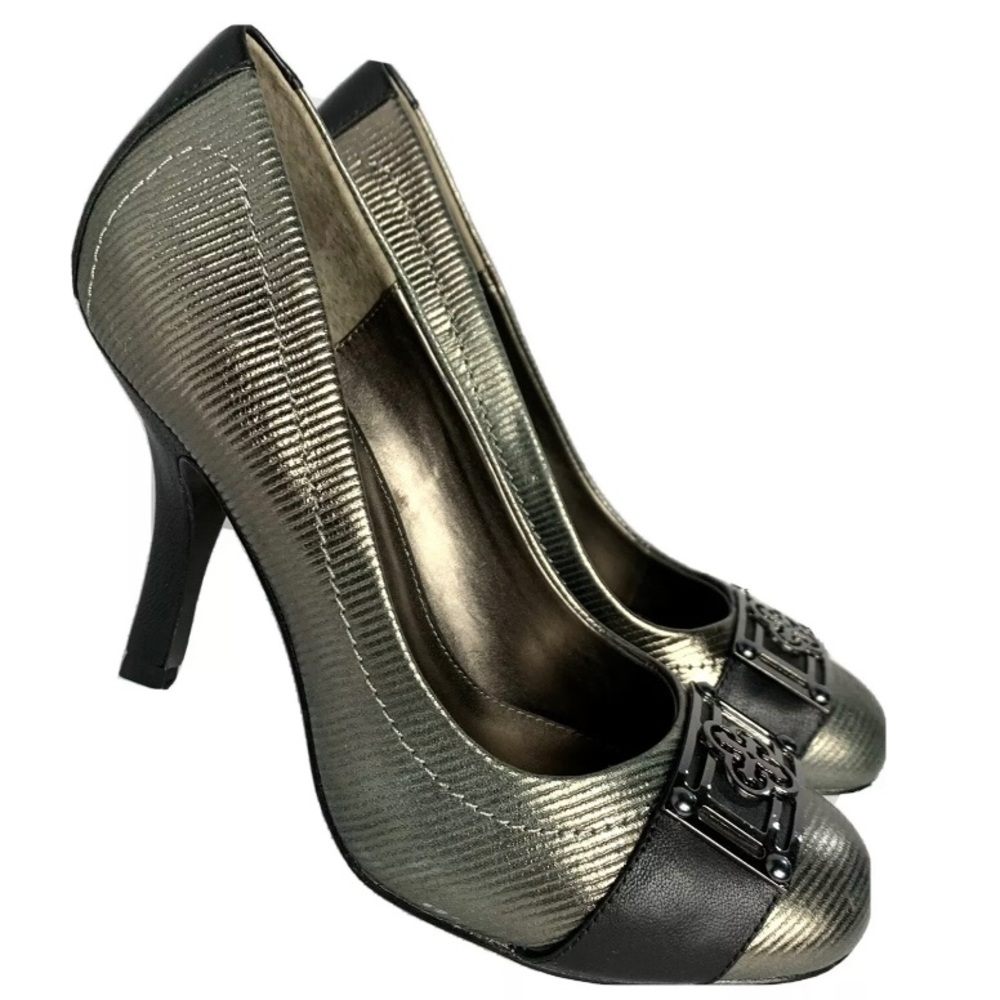 ISOLA RICCI II LEATHER PUMPS Metallic Logo Size 7